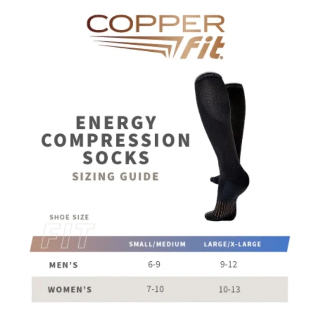 Copper Fit Unisex Energy Compression Socks 1 Pair L/XL